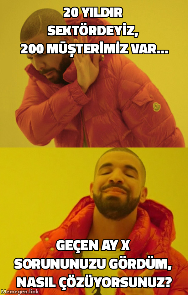 Drake memi: genel referans listesini reddeden, sahaya özel bir giriş satırı onaylayan profesyonel hizmet emaili