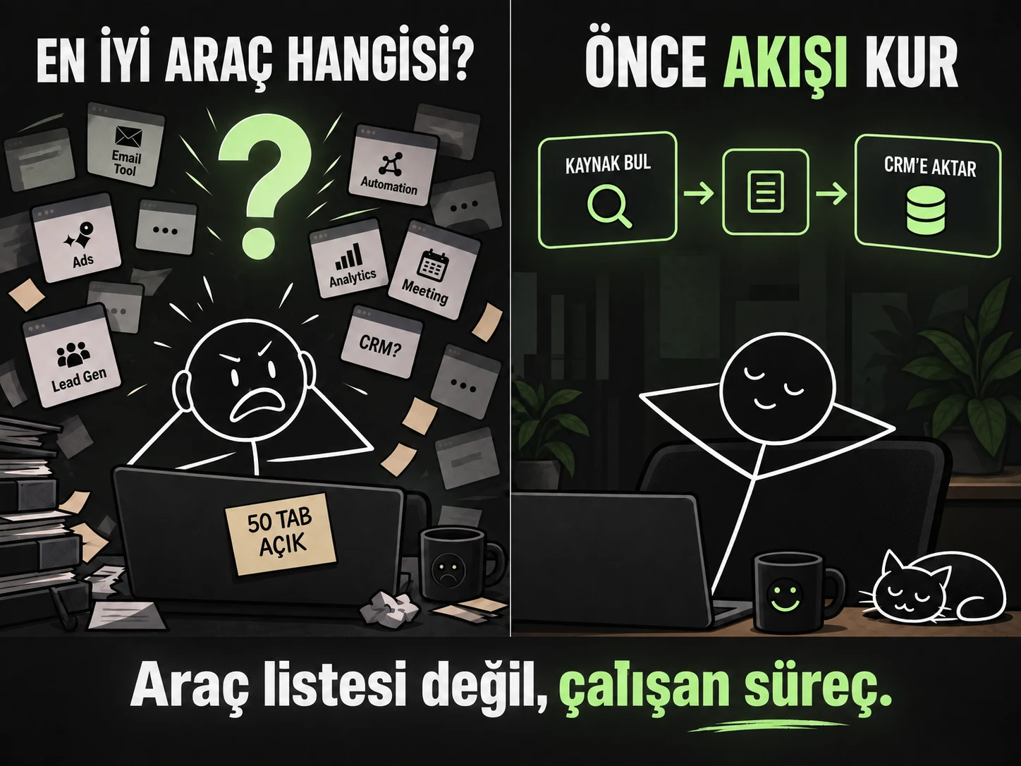Premium çöp adam memi: onlarca satış aracı yerine önce çalışan sistemi seç.