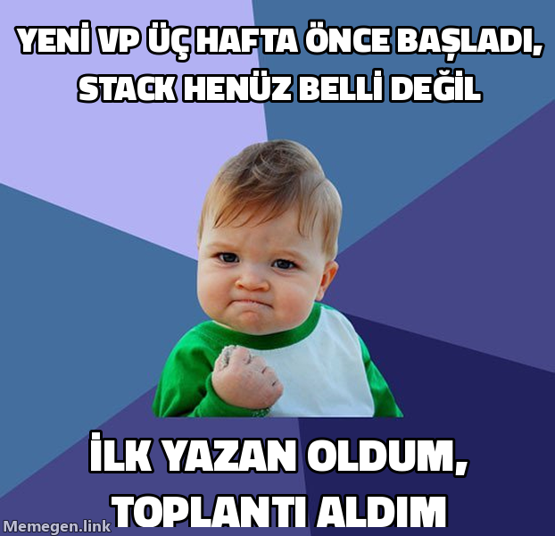 Success Kid memi: yeni VP üç hafta önce başladı, henüz hiçbir araç sözleşmesi yok