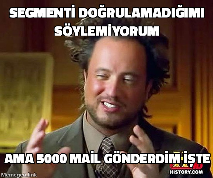 Ancient Aliens memi: segmenti doğrulamadığımı söylemiyorum, ama 5000 mail gönderdim