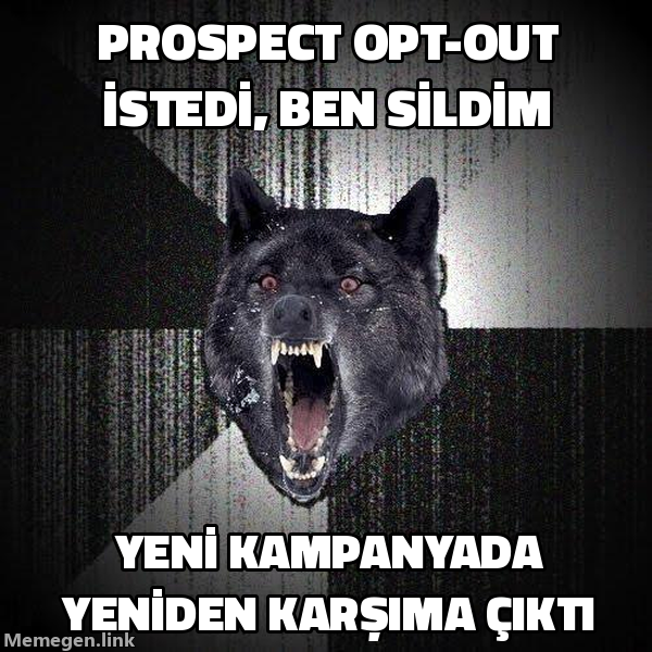 Insanity Wolf meme: prospect abonelikten çıkıyor ve suppress yerine sildiğin için bir sonraki kampanyaya yeniden giriyor